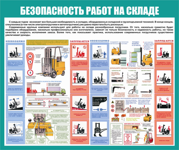 С67-2 Охрана труда при работе на складе. Погрузчики (1000х1200 мм, пластик ПВХ 3мм, Прямая печать на пластик) - Стенды - Охрана труда на складе - Магазин охраны труда Протекторшоп